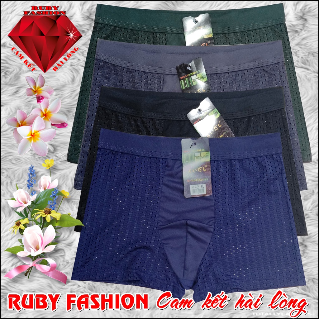 Set 4 Quần Boxer nam No: 408, Sịp đùi nam thun lạnh thông hơi siêu mát lạnh - Hàng cao cấp xuất Nhật