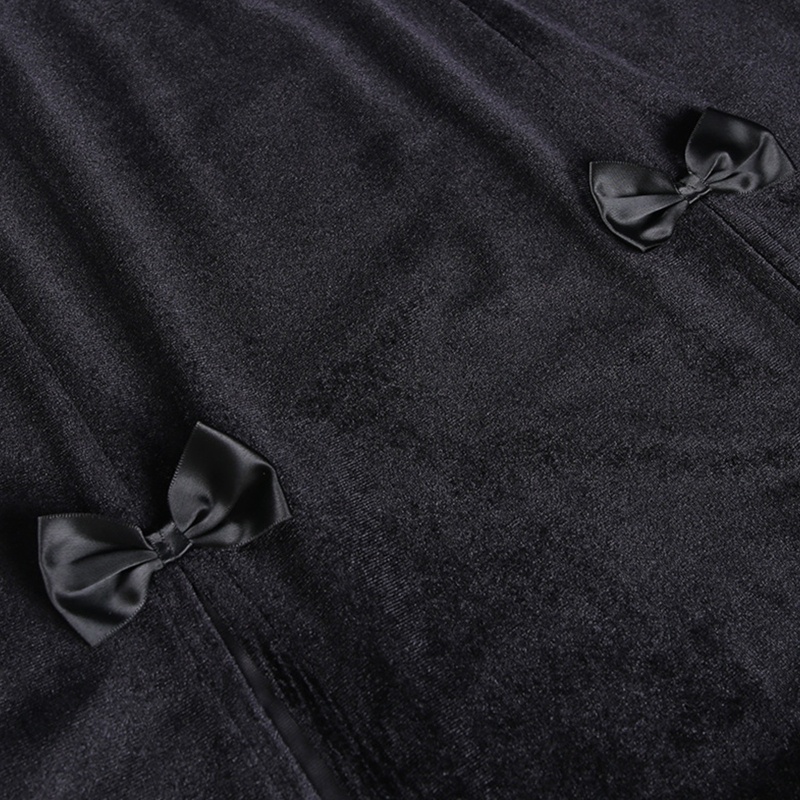 Chân váy chữ A dài màu đen phong cách gothic punk harajuku quyến rũ cho nữ