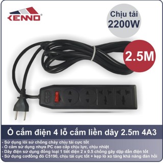 Ổ Cắm Chịu Tải 2200W 4A3 2,5m - KENNO