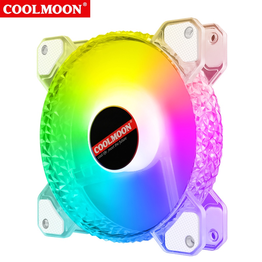 Quạt Tản Nhiệt, Fan Case Coolmoon D1 Crystal (Bộ 2-10 Fan + Hub Remote)