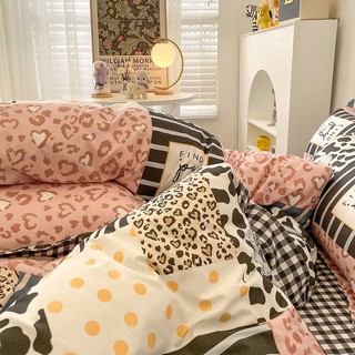 Set cotton poly ô vuông bò sữa