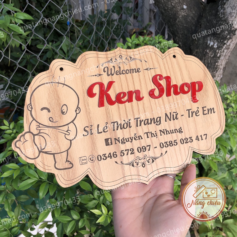 Biển gỗ vintage dành cho shop thời trang của bé - Trang trí cửa hàng - Thiết kế và khắc theo yêu cầu