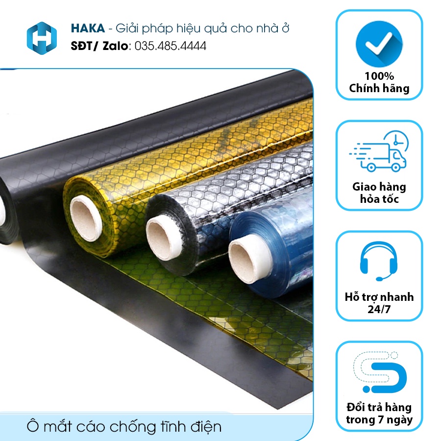 Màng nhựa PVC chống tĩnh điện kẻ ô mắt cáo HAKA. Độ dày 0.3mm | Đáp ứng tiêu chuẩn lắp đặt trong nhà xưởng