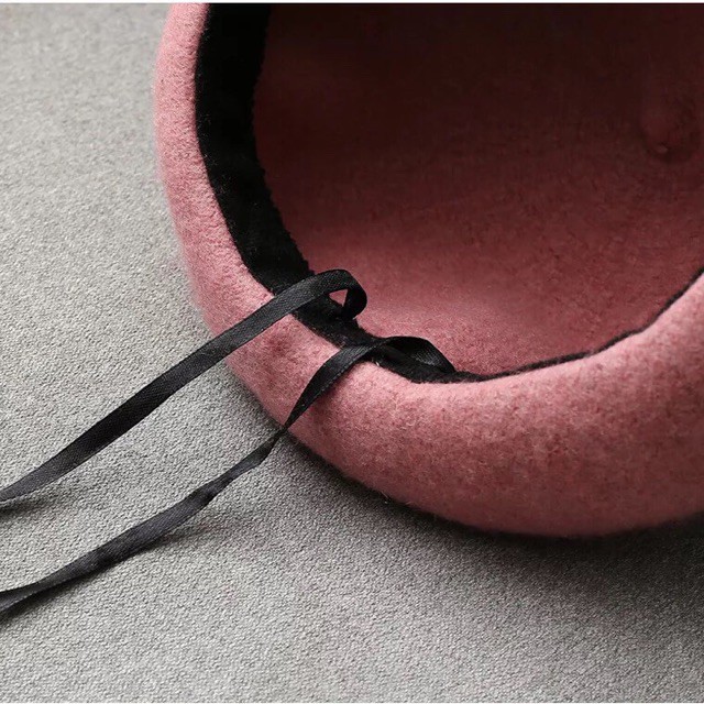 Mũ nồi nữ, mũ beret dạ túi zip loại 1 có dây điều chỉnh phong cách Hàn Quốc
