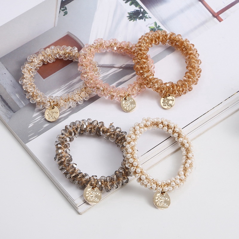 Dây Buộc Tóc Co Giãn Đính Ngọc Trai Và Pha Lê Sang Trọng