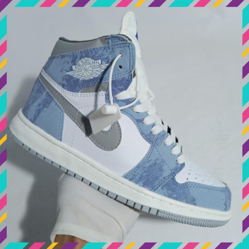 Giày Thể Thao Nam Nữ Sneaker Jordan Cao Cổ Jd 1 Cổ Cao Xanh Loang Hyper [Mẫu Mơi Chuẩn 11 - Full Bill Box]