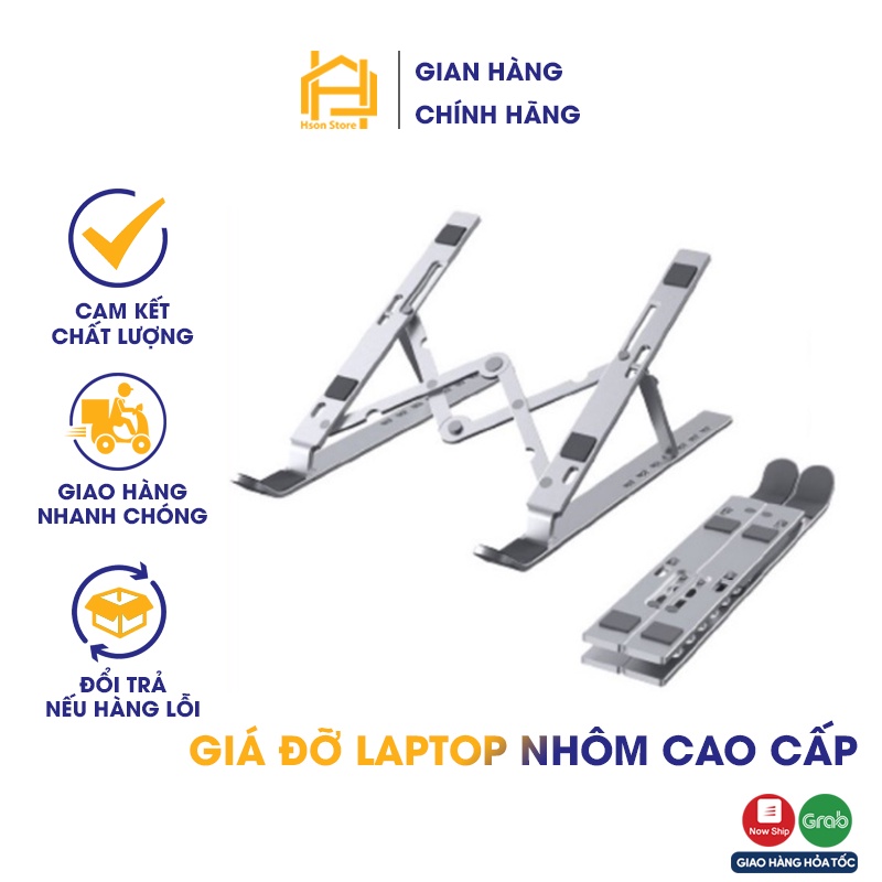 Giá đỡ laptop nhôm CAO CẤP - 2 CHỐT, kệ đỡ máy tính bảng, macbook, ipad tản nhiệt, gấp gọn tiện , chịu lực siêu tốt