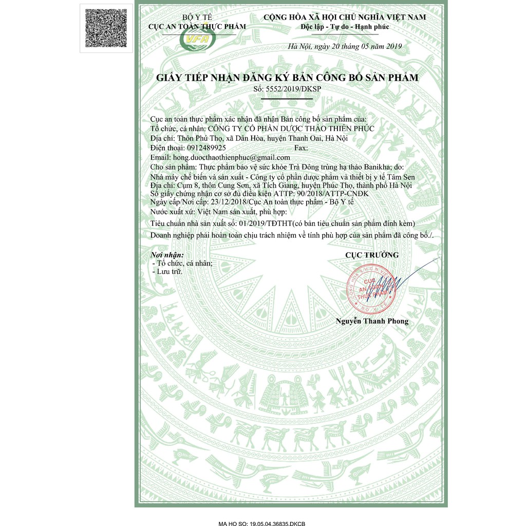 Trà Đông Trùng Hạ Thảo Banikha Thiên Phúc Hộp 20 Gói