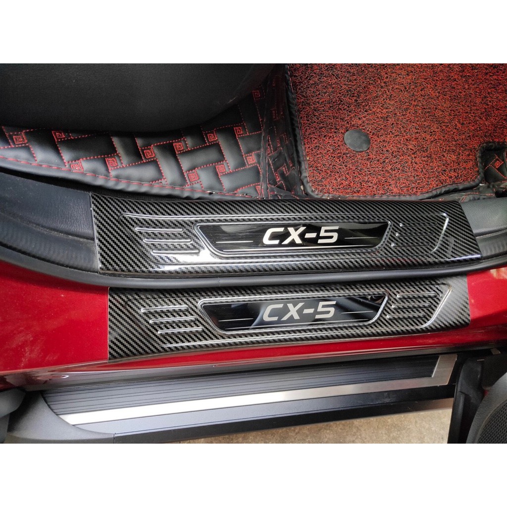 Ốp bậc cửa, bậc cốp Mazda CX5 2018, 2019, 2020, 2021 - Carbon