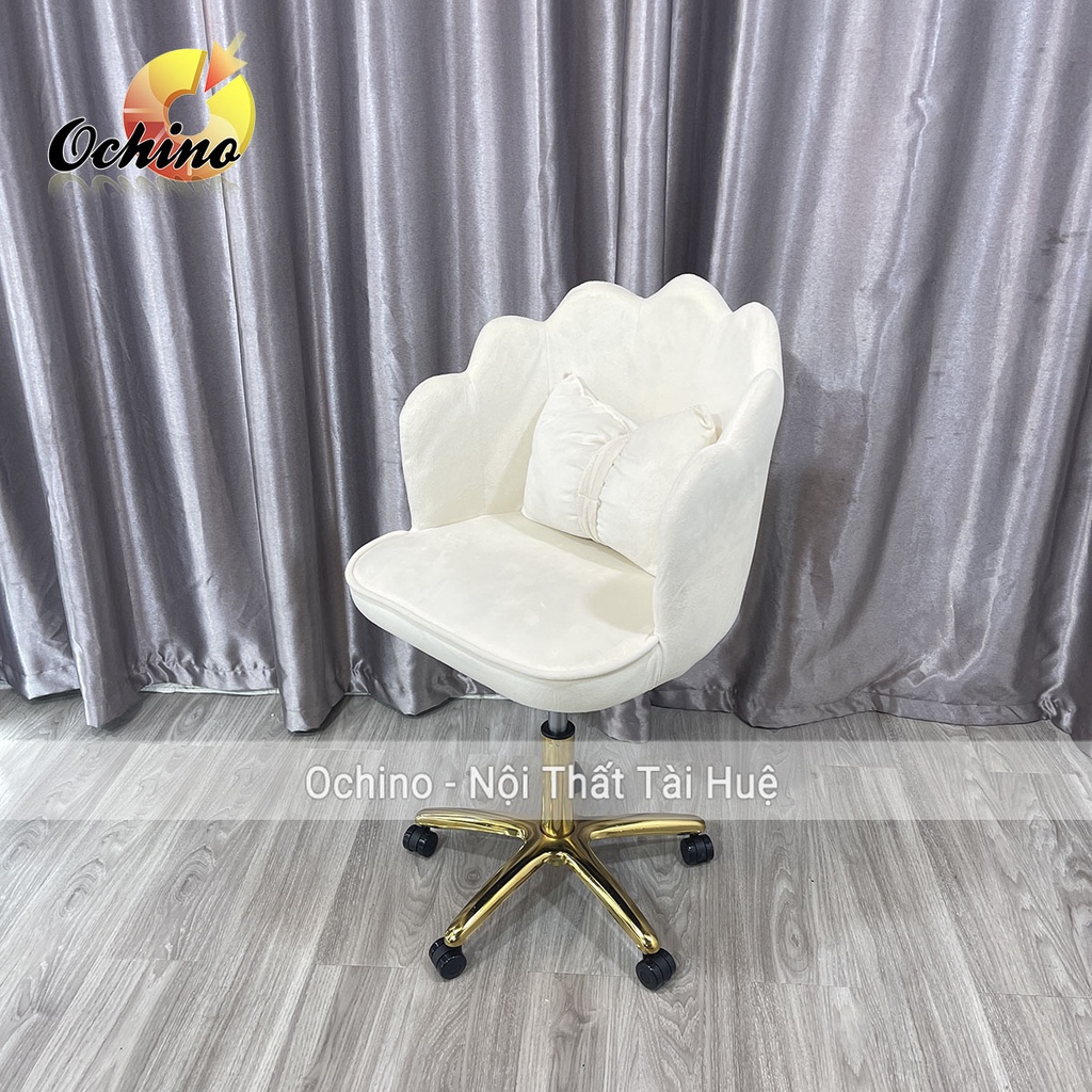 Ghế Trang Điểm Xoay, Ghế Xoay Học Sinh Bánh Xe Chân Vàng Sao Cao Cấp Mẫu Vương Miện Sang Chảnh (Hình Thật Shop Ch