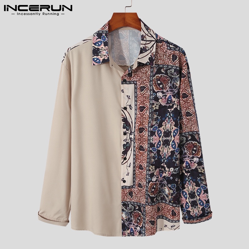 Áo sơ mi INCERUN dài tay cổ bẻ thời trang dành cho nam