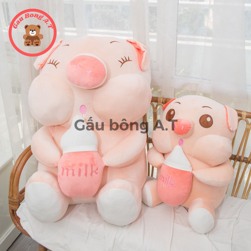 Gấu Bông Heo Ôm Bình Sữa, Lợn bú bình, thú nhồi bông siêu cute siêu hot hit hàng mềm mại cao cấp size 55cm-85cm-1m1