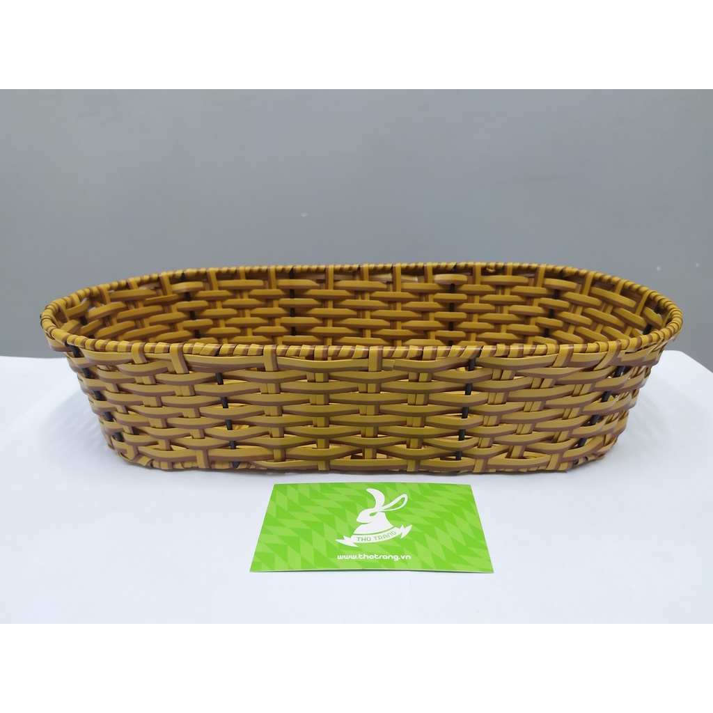 Rổ Oval Bánh Mì Nhựa Giả Mây Tre Nhiều Kích Cỡ (Xem Thông Tin Kích Cỡ Ở Phần Mô Tả)