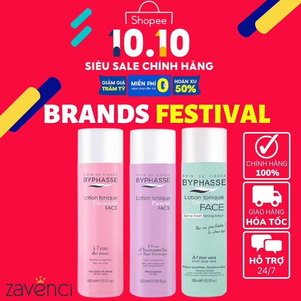 Nước hoa hồng NHH123887 BYPHASSE chiết xuất hoa hồng không cồn dành cho mọi loại da Gentle Toning Lotion (500ml)