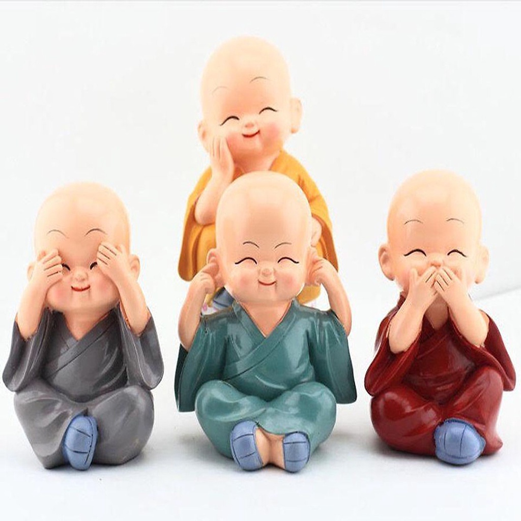 Bộ Tượng 4 Chú Tiểu Tứ Không "Không Nge,Không Nói,Không Nhìn,Không Làm Điều Xấu"