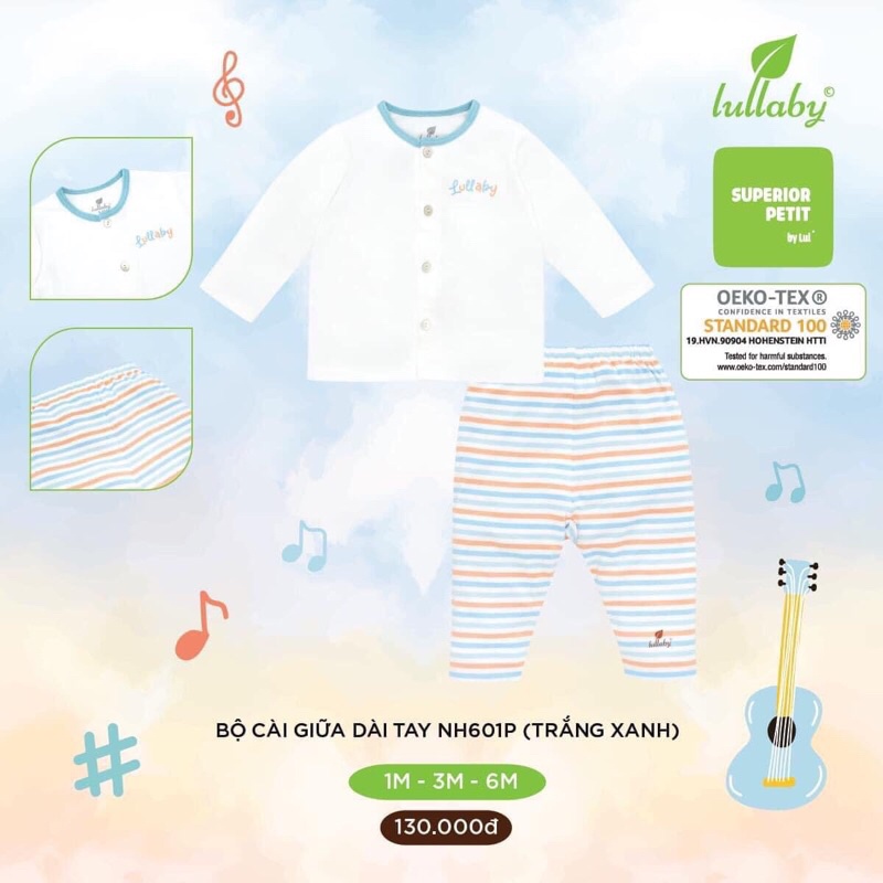 [ XẢ KHO] Bộ dài tay cài giữa Lullaby chất petit cao cấp cho bé sơ sinh