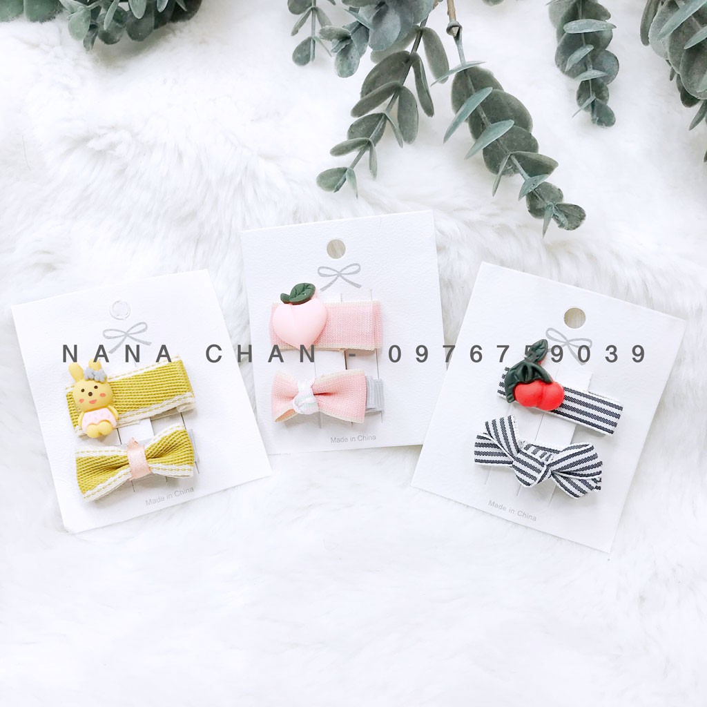 [I013] Set cặp tóc nơ đính nhựa cho bé