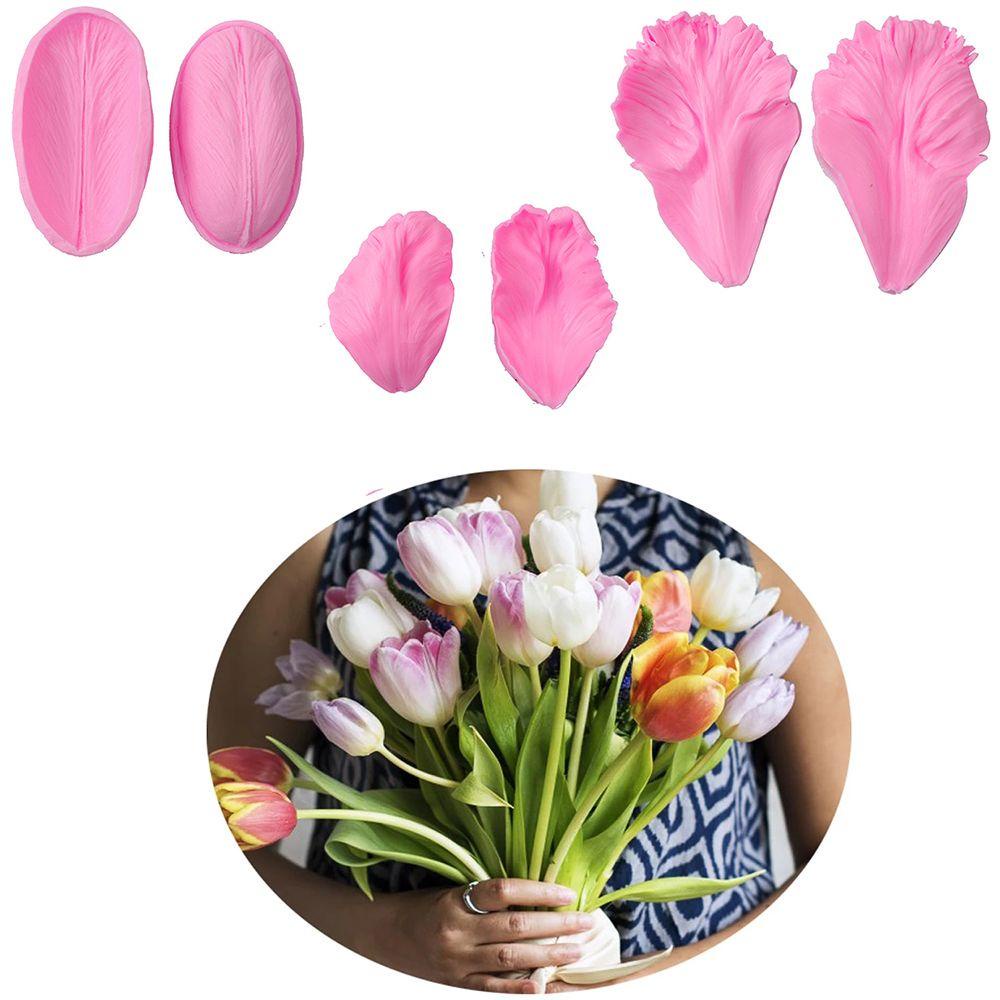 LAKAMIER 6 Khuôn Làm Bánh &amp; Socola Hình Hoa Tulip Bằng Silicone