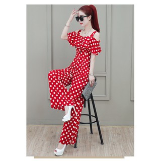 *❣️FREESHIP❣️JUMPSUIT CHẤM BI SANG CHẢNH KIỂU TRỄ VAI CÓ TÚI NHIỀU SIZE