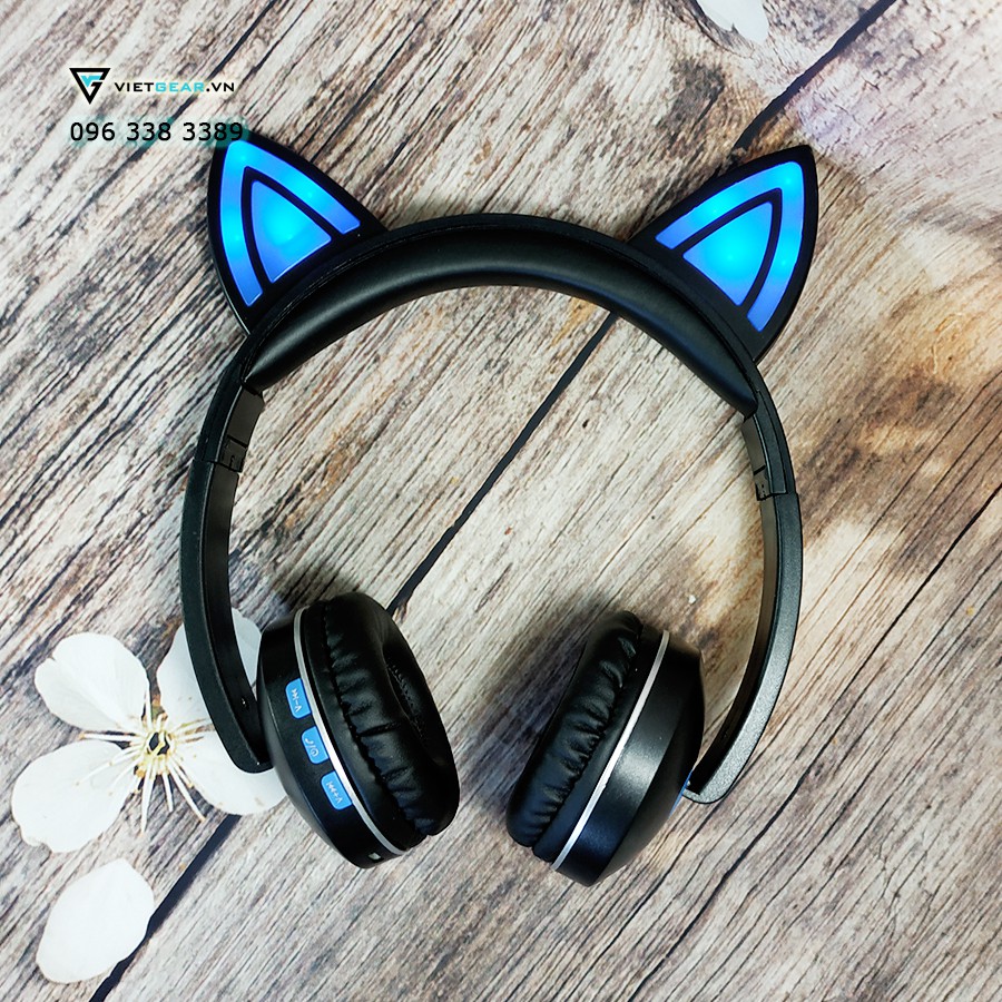 Tai nghe tai mèo bluetooth Kusen KS6123, có đèn led, có micro. | BigBuy360 - bigbuy360.vn