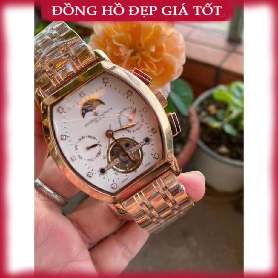 Đồng hồ Nam Vacheron constantin bầu cơ tự động 6kim máy Nhật trăng sao size 40-41 dây kim loại WACH