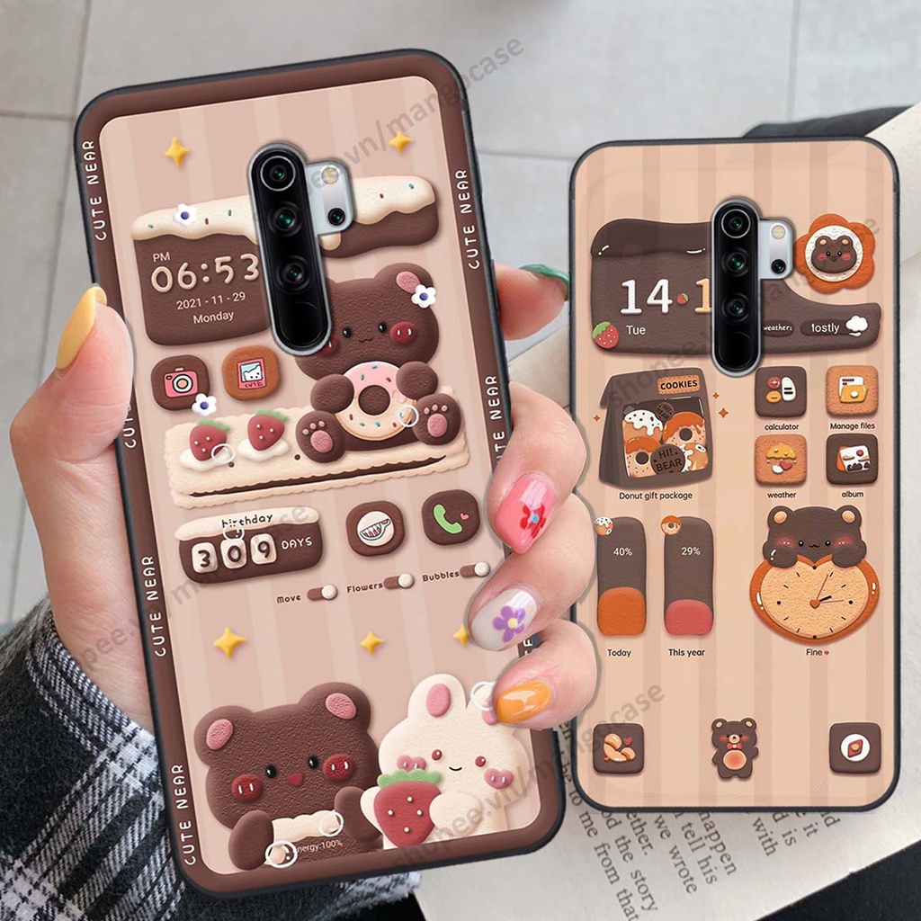 Ốp lưng Xiaomi Redmi Note 8 / Note 8 Pro hình gấu, thỏ, đồng hồ cute dễ thương