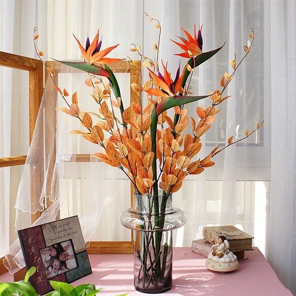 Hoa Giả - Cành Hoa Thiên Điểu Cao Su To dài 80cm derco trang trí cực sang chảnh ạ