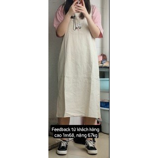 [Kèm feedback] Váy yếm nữ oversize túi ngực