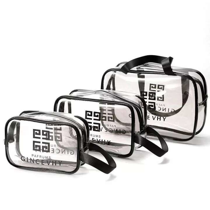 Set 3 túi trong suốt đựng đồ, mỹ phẩm du lịch thời trang