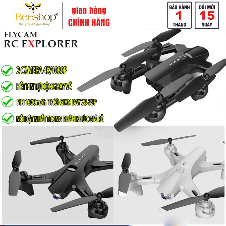 Flycam RC Explorer i21 Thế Hệ 2022, Camera WIFI FPV 4K HD, Tích Hợp Giữ Độ Cao, Máy bay camera cảm biến tránh vật cản