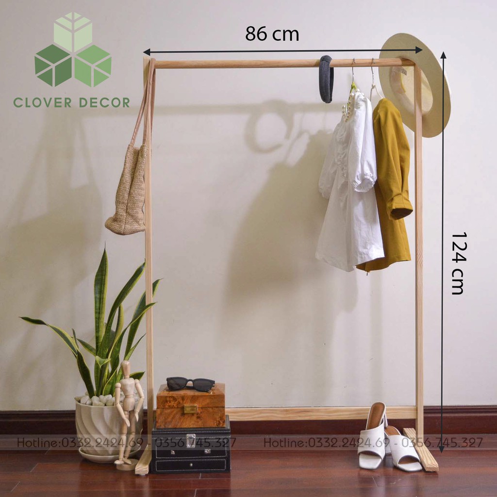 Gía Treo Quần Áo Thanh Đơn Gỗ Thông (86 cm) - Single Hanger - Clover Decor - Phong cách Hàn Quốc | BigBuy360 - bigbuy360.vn