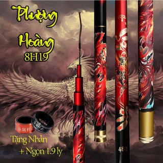 Cần câu tay phượng hoàng 8h19 vip dòng cần đánh nhanh, cần câu đơn câu đài 8h, tặng kèm ốp cần