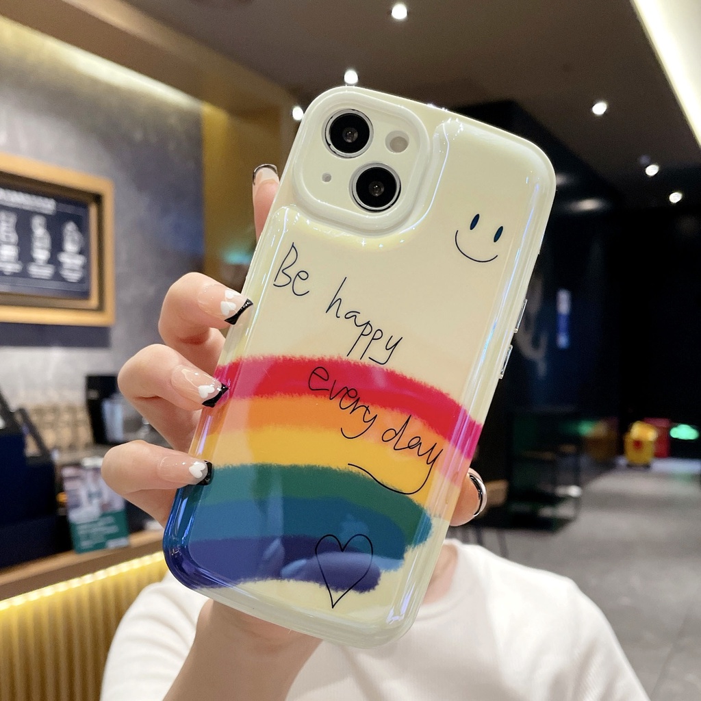 Ốp Điện Thoại Họa Tiết Cầu Vồng Cho iPhone X / XR / XS / 11 / 12 / 13 / Pro / Max / Plus / Promax