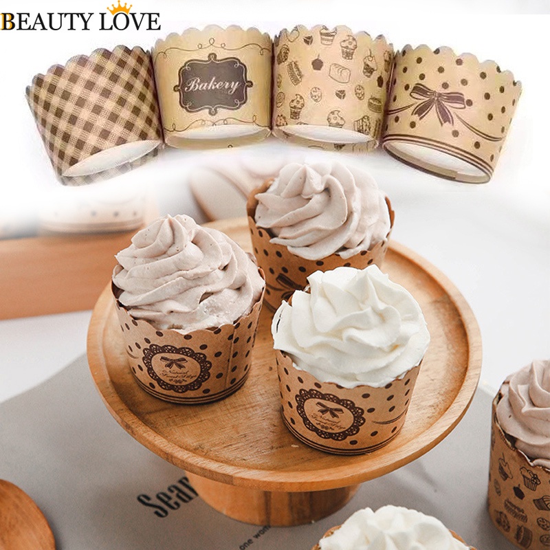 Set 50 Cốc Giấy Làm Bánh Cupcake Chịu Nhiệt Cao Chống Dầu