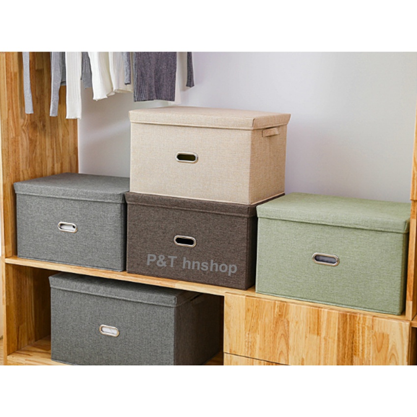 Hộp Vải Đựng Quần Áo Có Thể Giặt Được – Quai Bằng Inox