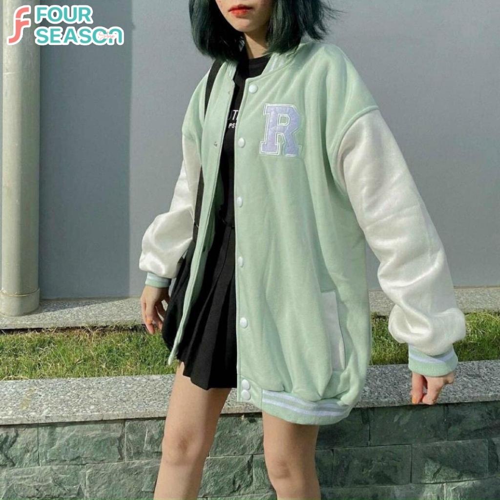 Áo bomber nỉ unisex form rộng R BBN01 FS cardigan hottrend streetstyle nam nữ hợp thời trang