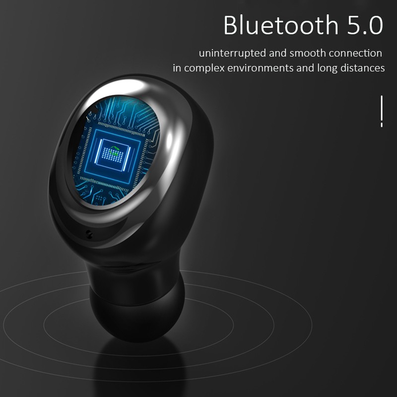 Tai Nghe Bluetooth 5.0 Không Dây Chống Nước Có Đèn Led 2200mah Kèm Hộp Sạc Ốp