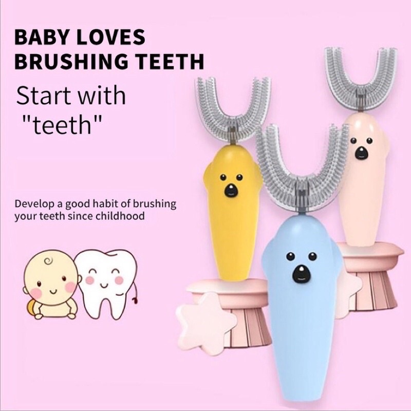 BÀN CHẢI CHỮ U SỬ DỤNG PIN AAA CHO BÉ TỪ 2-8 TUỔI