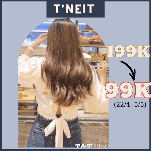 Áo kiểu nữ cột nơ phối ren  - AK0006 | steven.factory