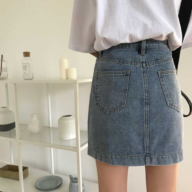 Chân Váy Denim Xiaozhainv Lưng Cao Phong Cách Hàn Quốc Cho Nữ