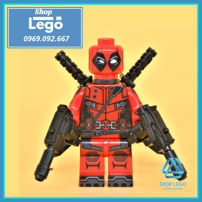 Xếp hình Deadpool quái nhân đầy đủ vũ khí Lego Minifigures Kopf KF009