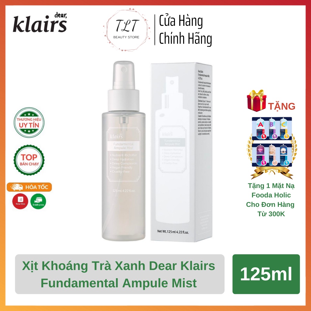 Xịt Khoáng Chiết Xuất Trà Xanh Dear Klairs Fundamental Ampoule Mist Chính Hãng 125ml