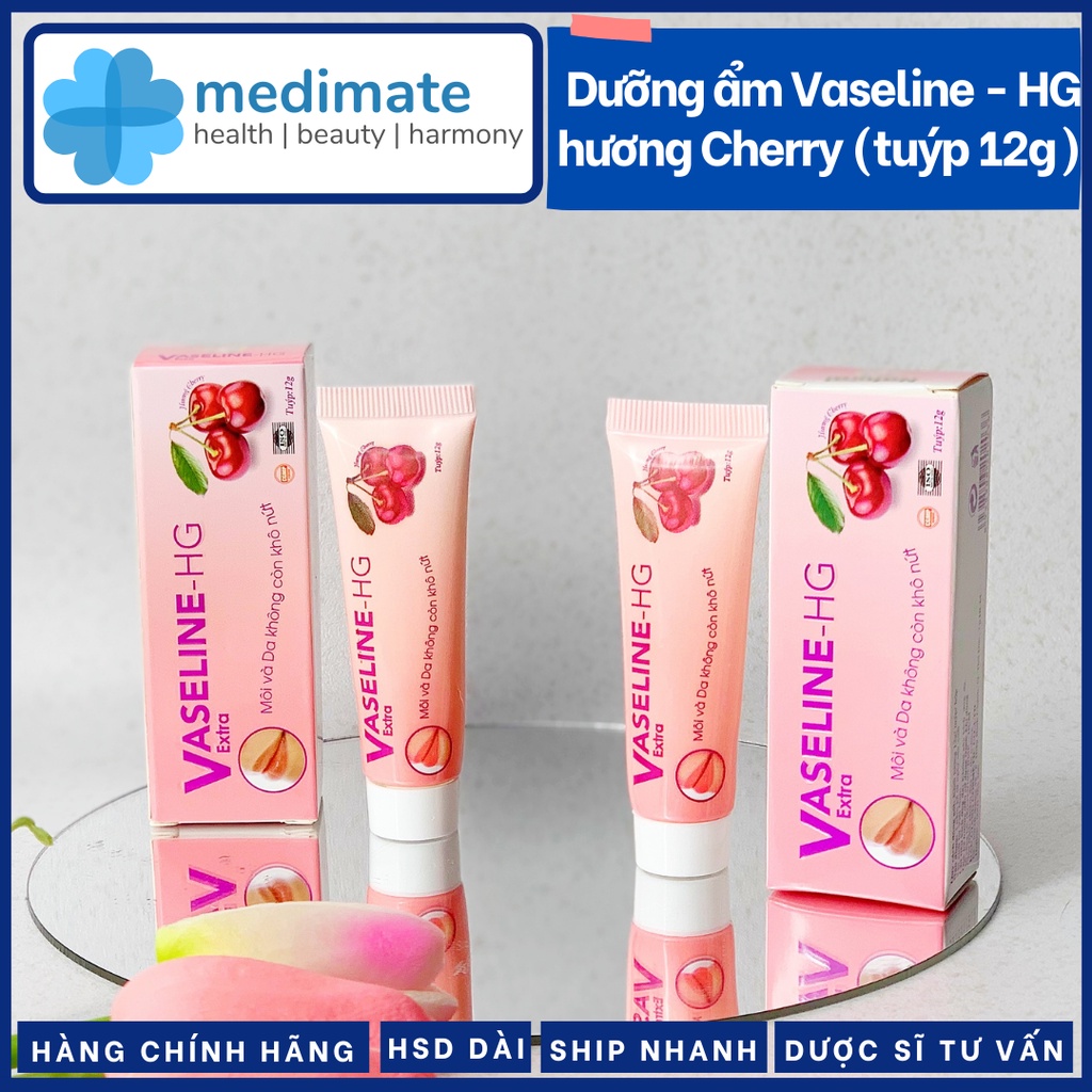 Dưỡng môi Vaseline HG extra hương anh đào (cherry) giúp môi mềm mại, mịn màng tuýp 12g