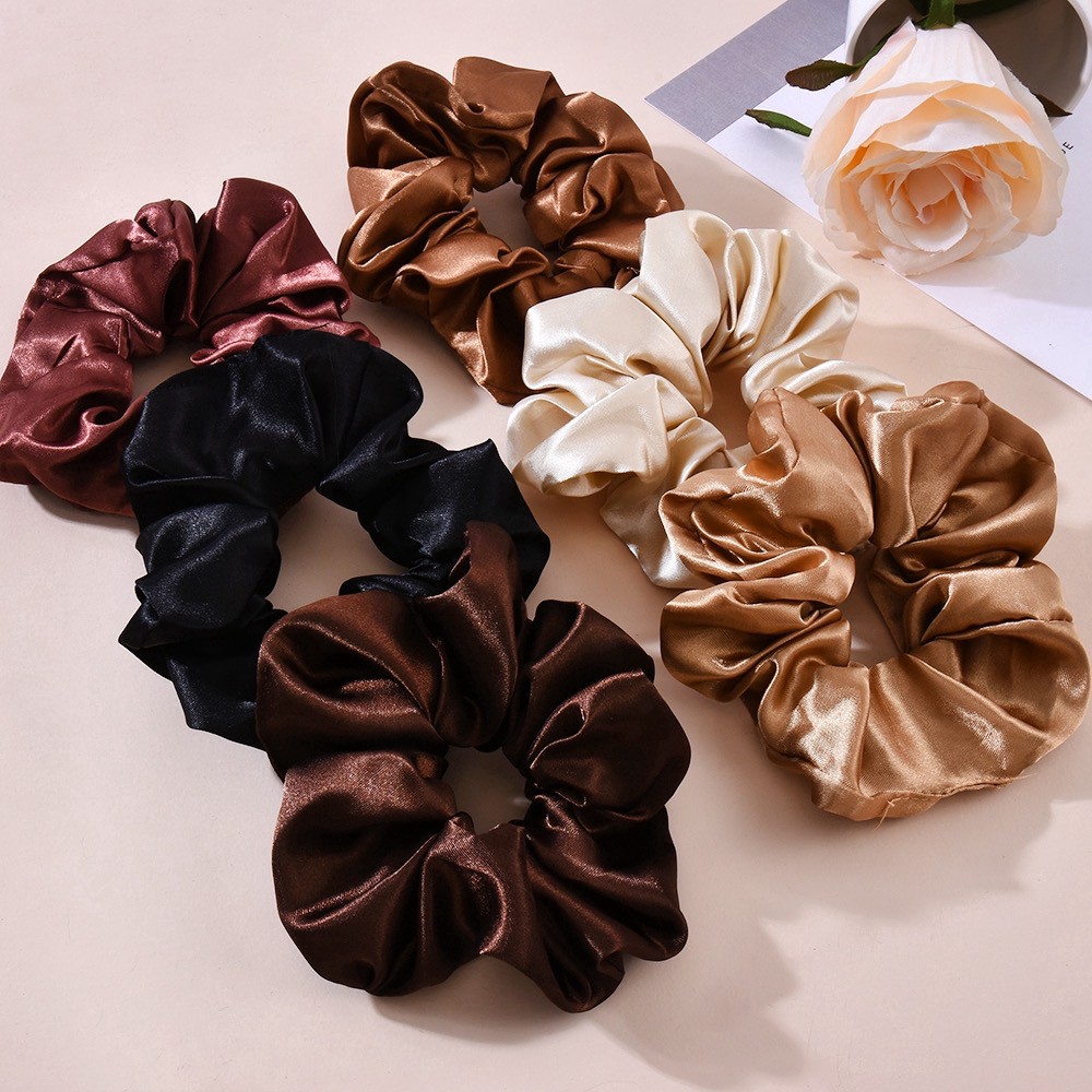 [Ảnh thật]CỘT TÓC VẢI SCRUNCHIES LỤA SATIN TÔNG NÂU SANG TRỌNG-THỜI TRANG HÀN QUỐC NỮ PHỤ KIỆN GIÁ RẺ ĐẸP