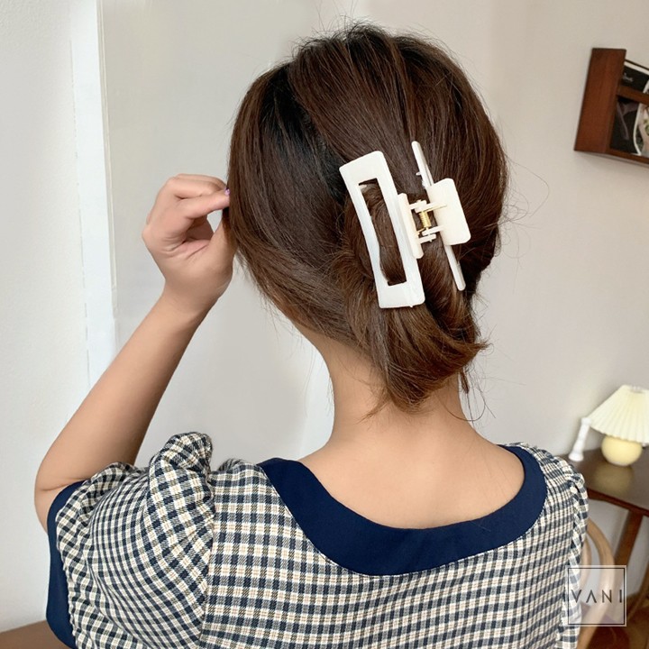 Kẹp Tóc Càng Cua Hàn Quốc Hình Chữ Nhật Nhiều Màu Trendy - Vani Store [PKT00176]