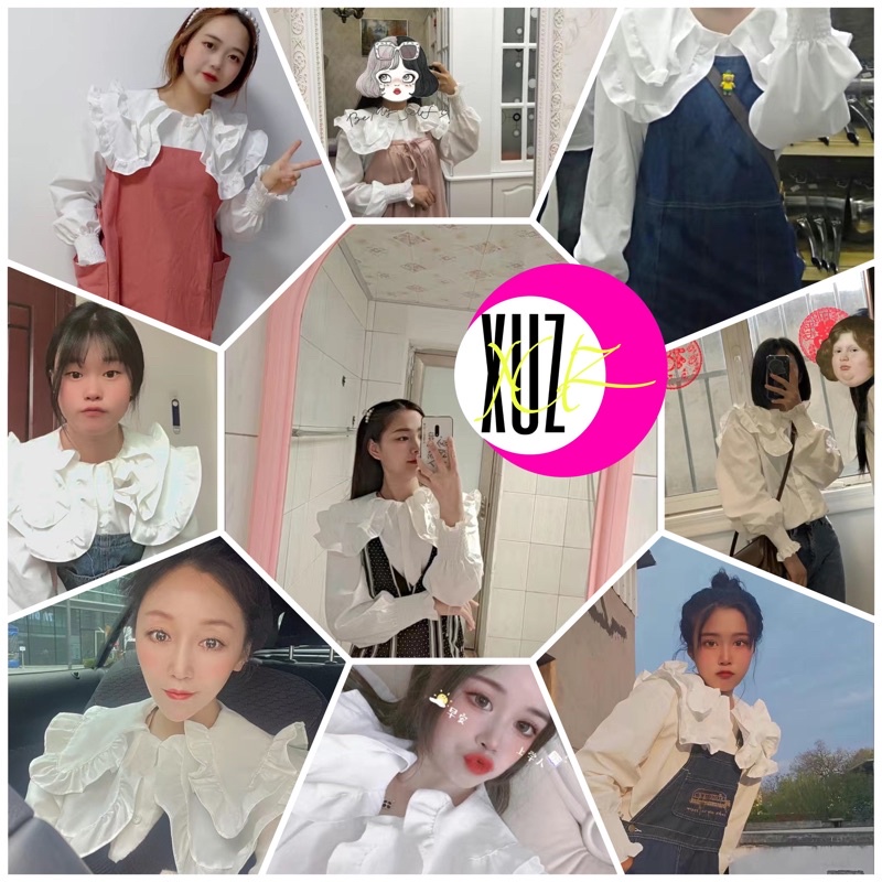 A1 Áo Sơmi Cổ Bèo Tay Phồng Tiểu Thư Tay Bo Chun | BigBuy360 - bigbuy360.vn