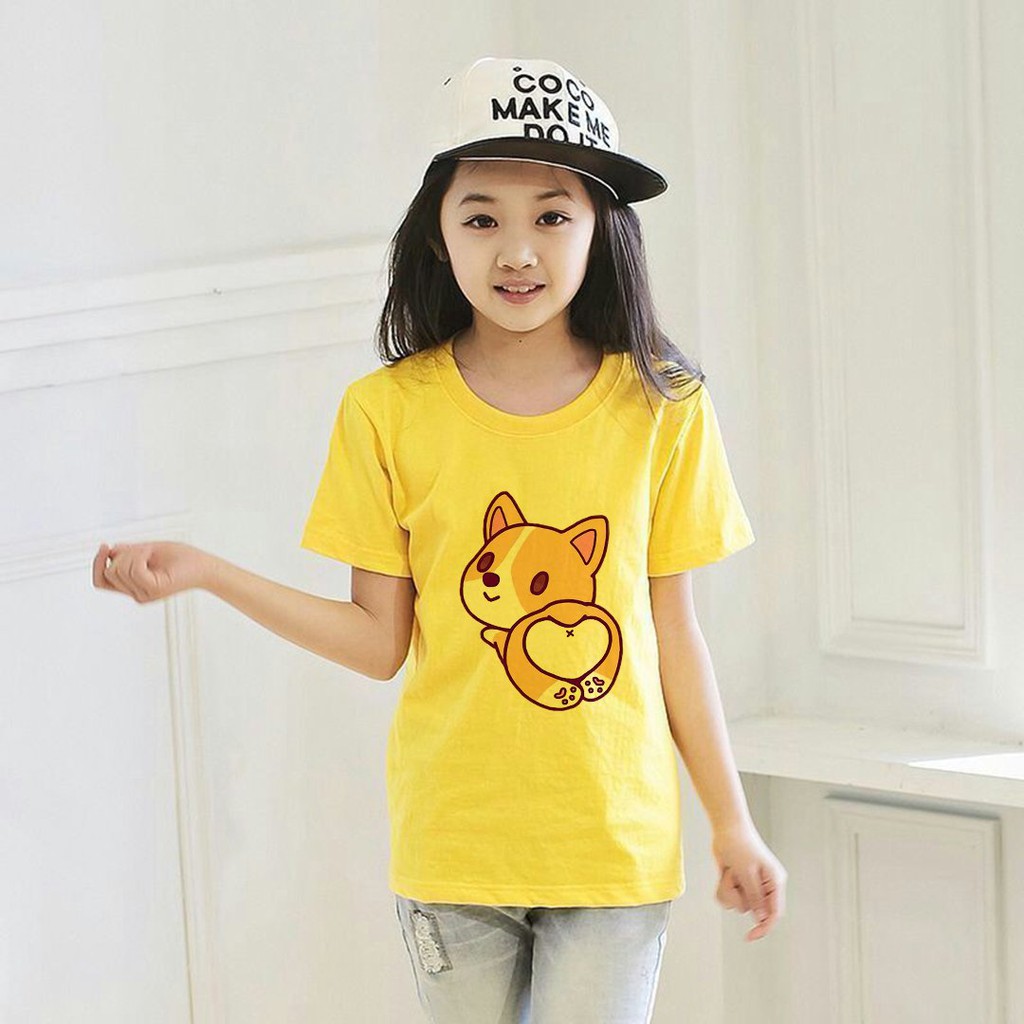 Áo thun trẻ em in chú chó trái tim , áo thun trẻ em ngắn tay -ATE29