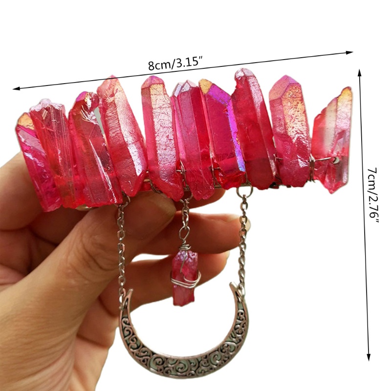 Kẹp Tóc Đính Đá Pha Lê / Mặt Trăng / Đá Thạch Anh Tự Nhiên Nhiều Màu Phong Cách Pháp Cổ Điển