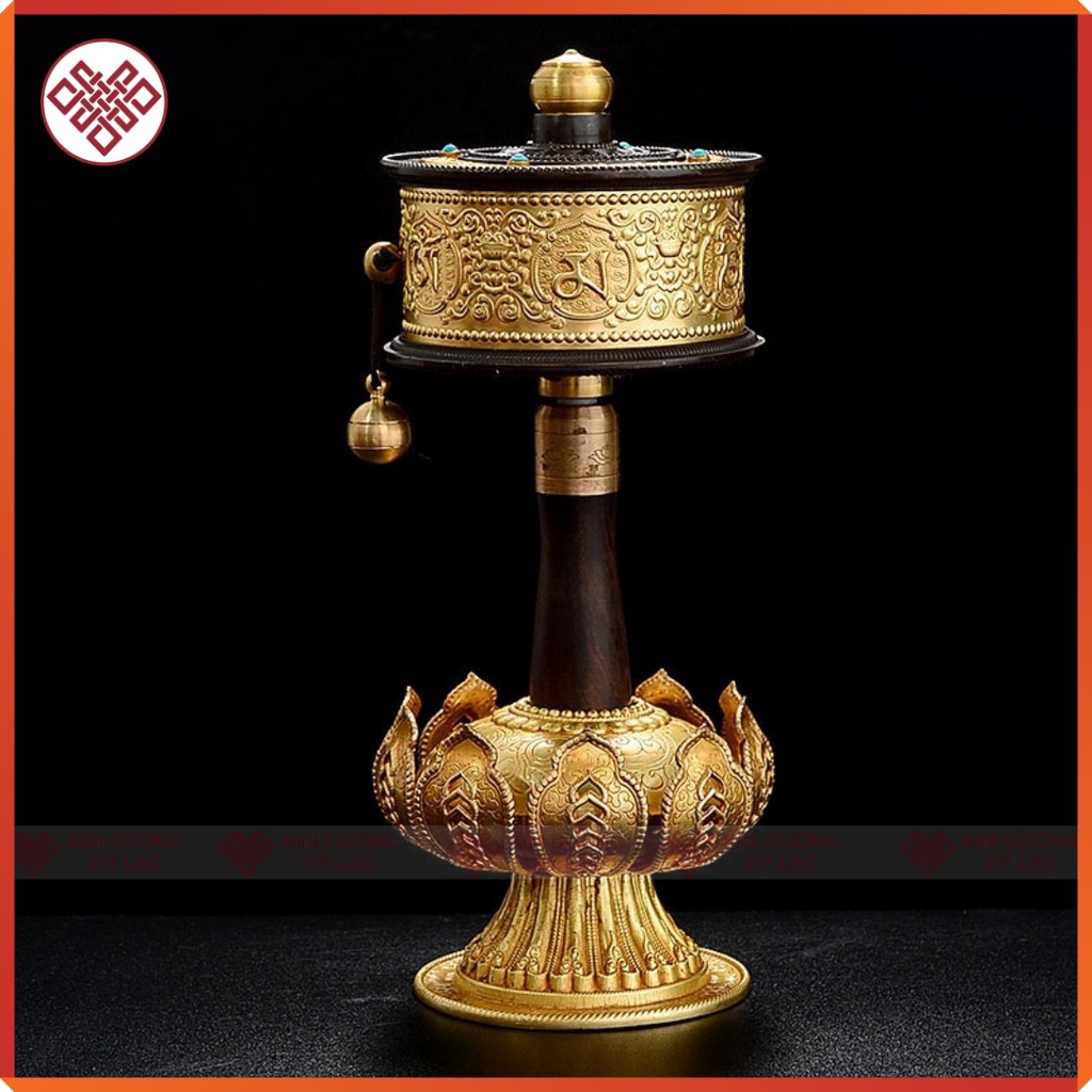 Kinh Luân Cầm Tay Mật Tông [Kim Cương Hỷ Lạc] Viền Đen Đính Đá