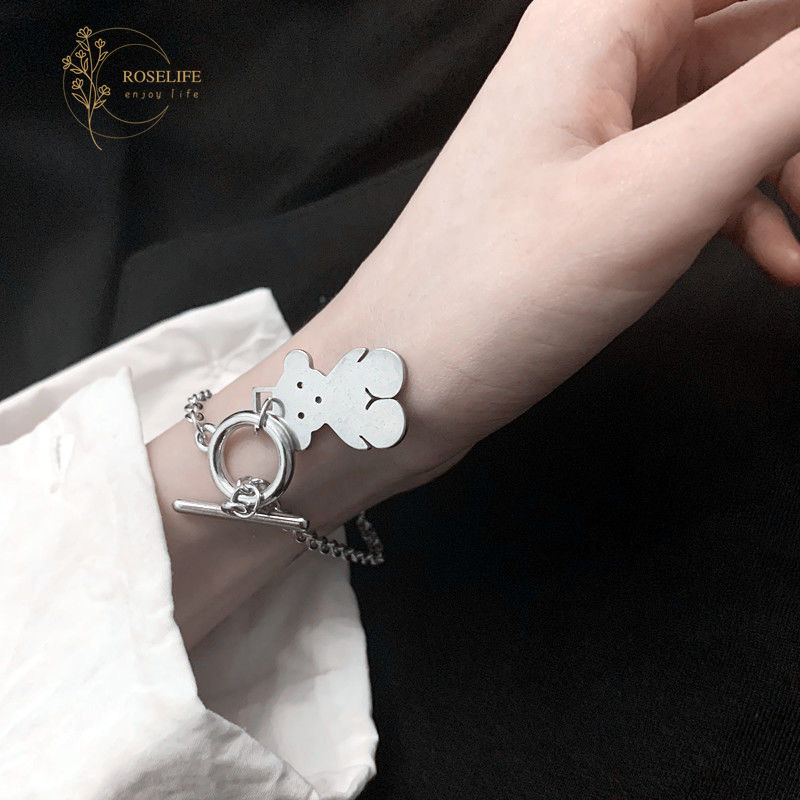 [Mã FAMAYFA giảm 10K đơn 50K] Roselife Chic Korean Bear Pendant Bracelet Women Girl unisex Silver Wrist Chain Bangle | BigBuy360 - bigbuy360.vn